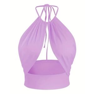 Brand new with tags Isabelle LaRue Light Lavender Purple Cutout Halter Crop Top